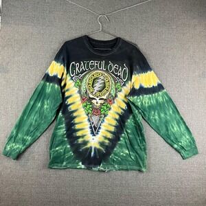 Grateful Dead Shirt Mens XL Tie Dye Liquid Blue Long Sleeve‎ Skull Roses Rock
